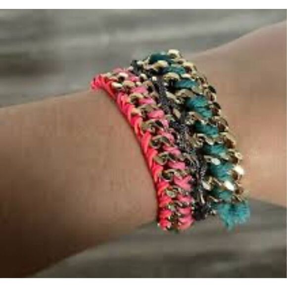 Victorias secret VS ribbon angel wing bracelet pink teal gold htf vintage y2k - Picture 3 of 7